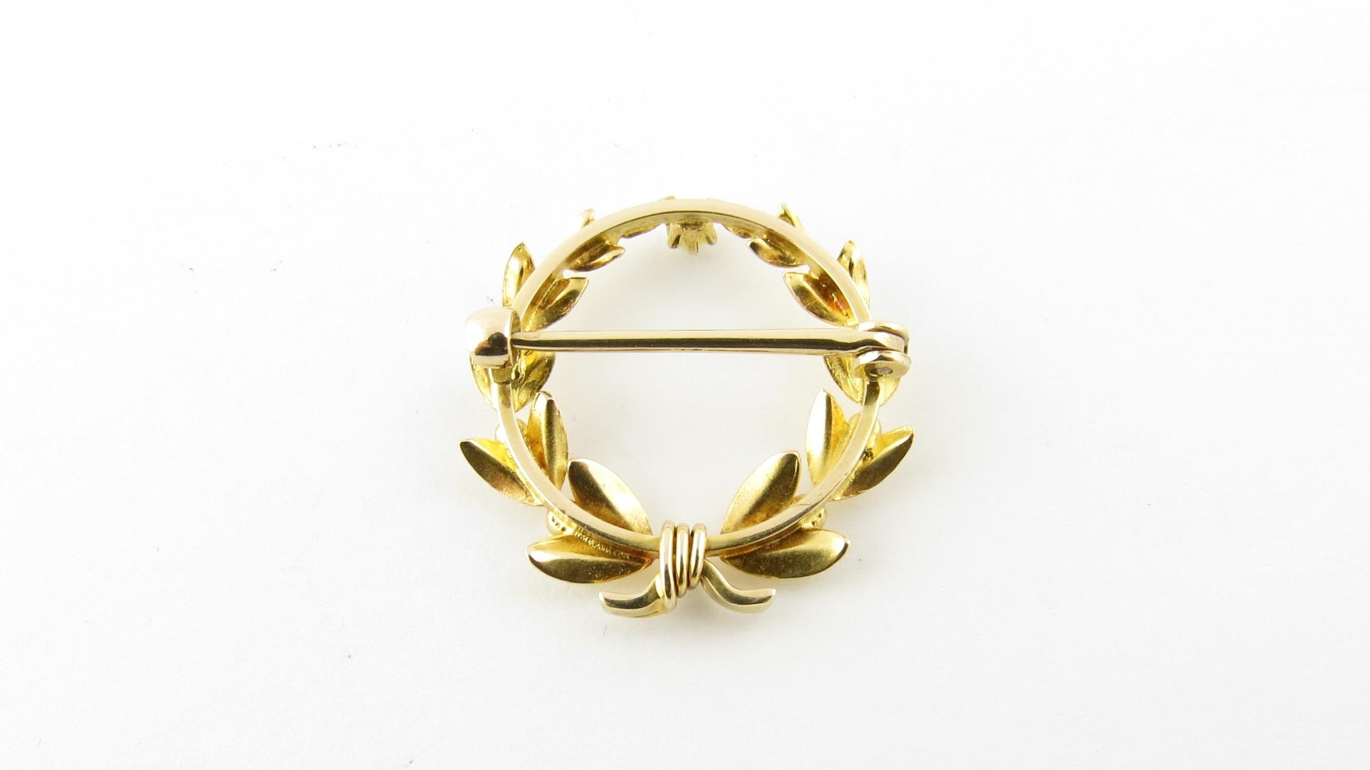 10 Karat Yellow Gold Wreath Pin or Brooch 1