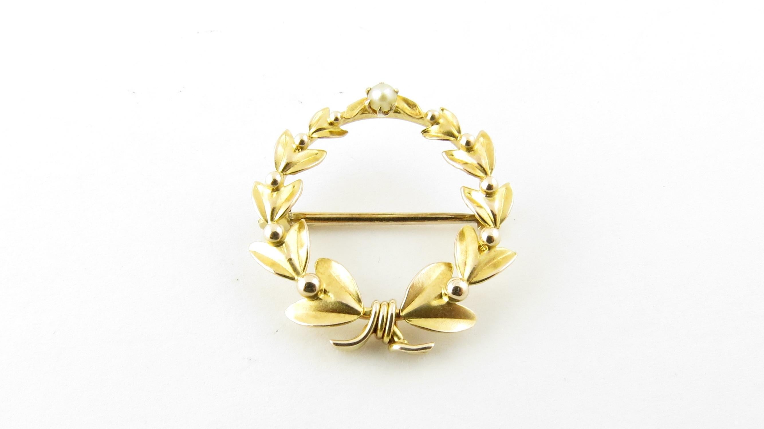 10 Karat Yellow Gold Wreath Pin or Brooch 2