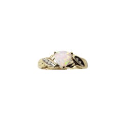 10 Karat Yellow Opal and Diamond Ring