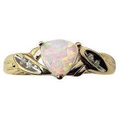 10 Karat Yellow Opal and Diamond Ring