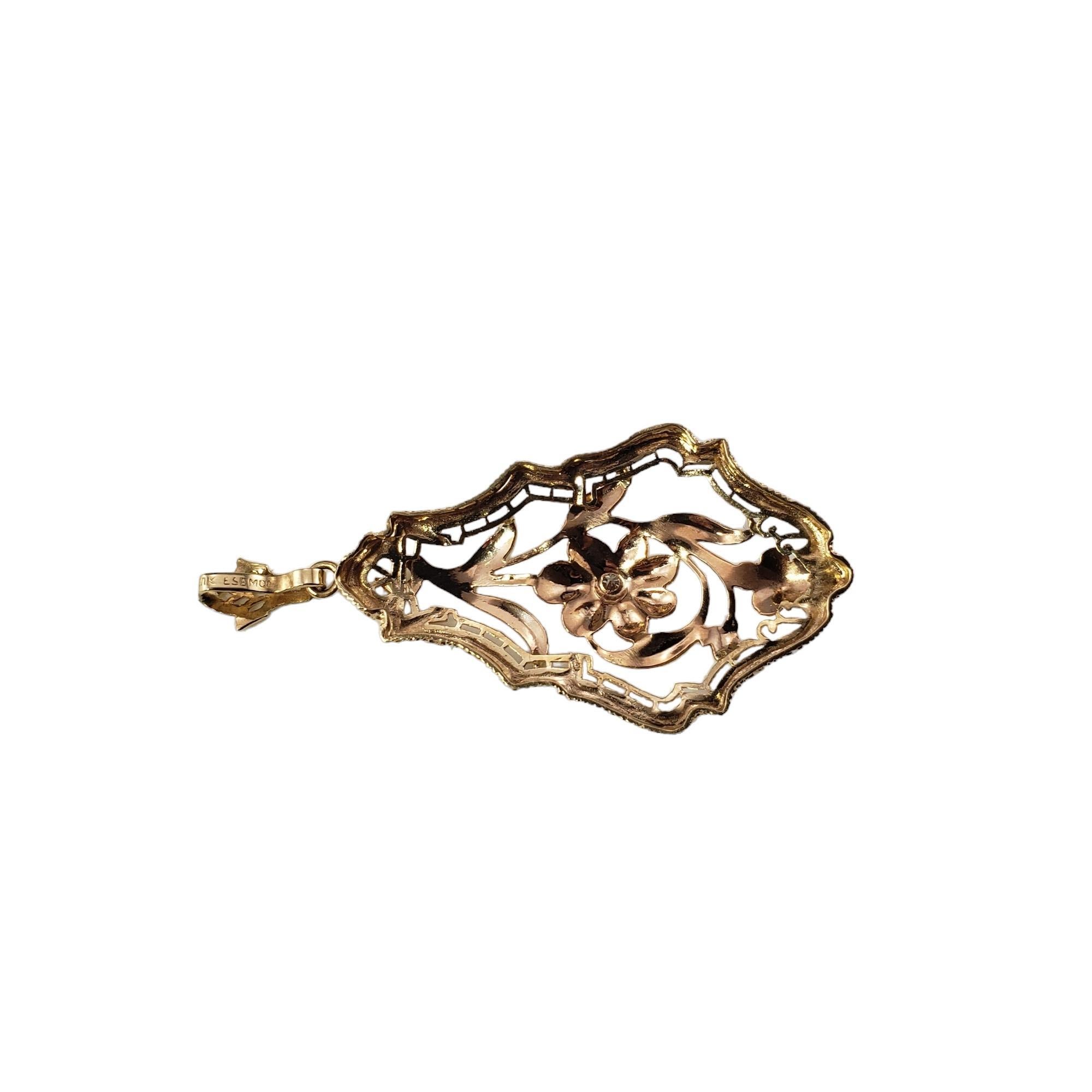  10 Karat Yellow/Rose Gold and Diamond Pendant #15724 In Good Condition In Washington Depot, CT