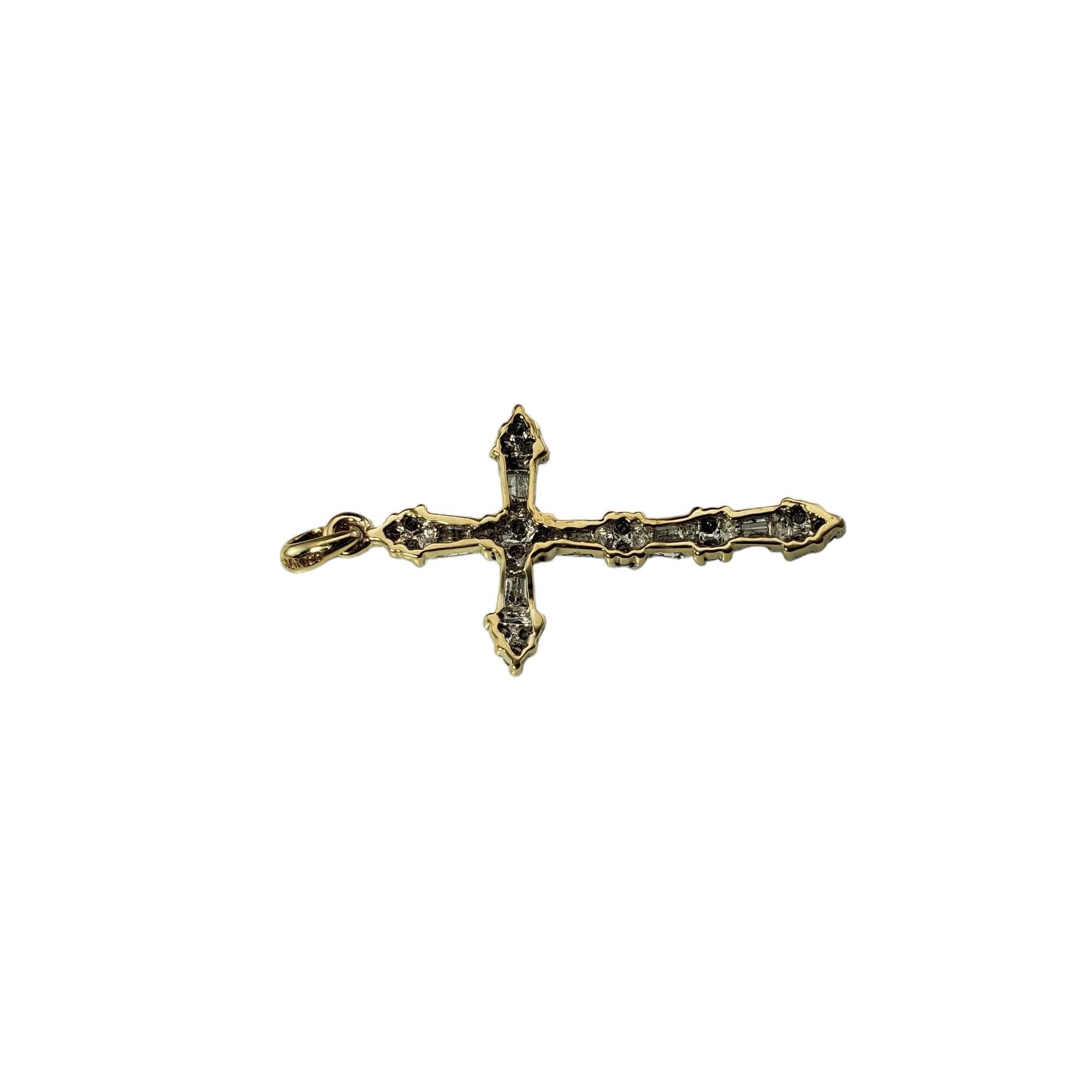 10 Karat Yellow & White Gold Diamond Cross Pendant #15971 In Good Condition For Sale In Washington Depot, CT