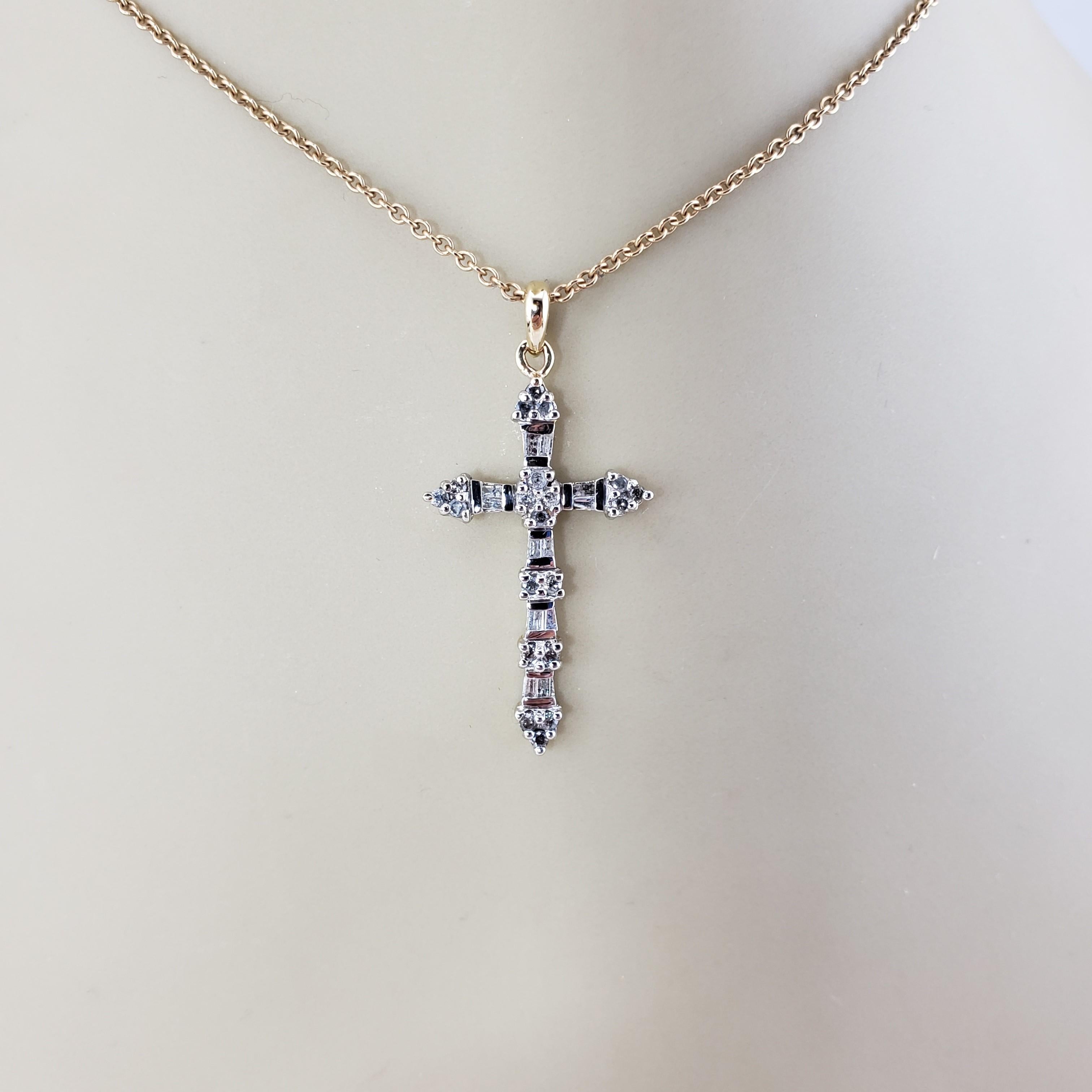 10 Karat Yellow & White Gold Diamond Cross Pendant #15971 For Sale 2