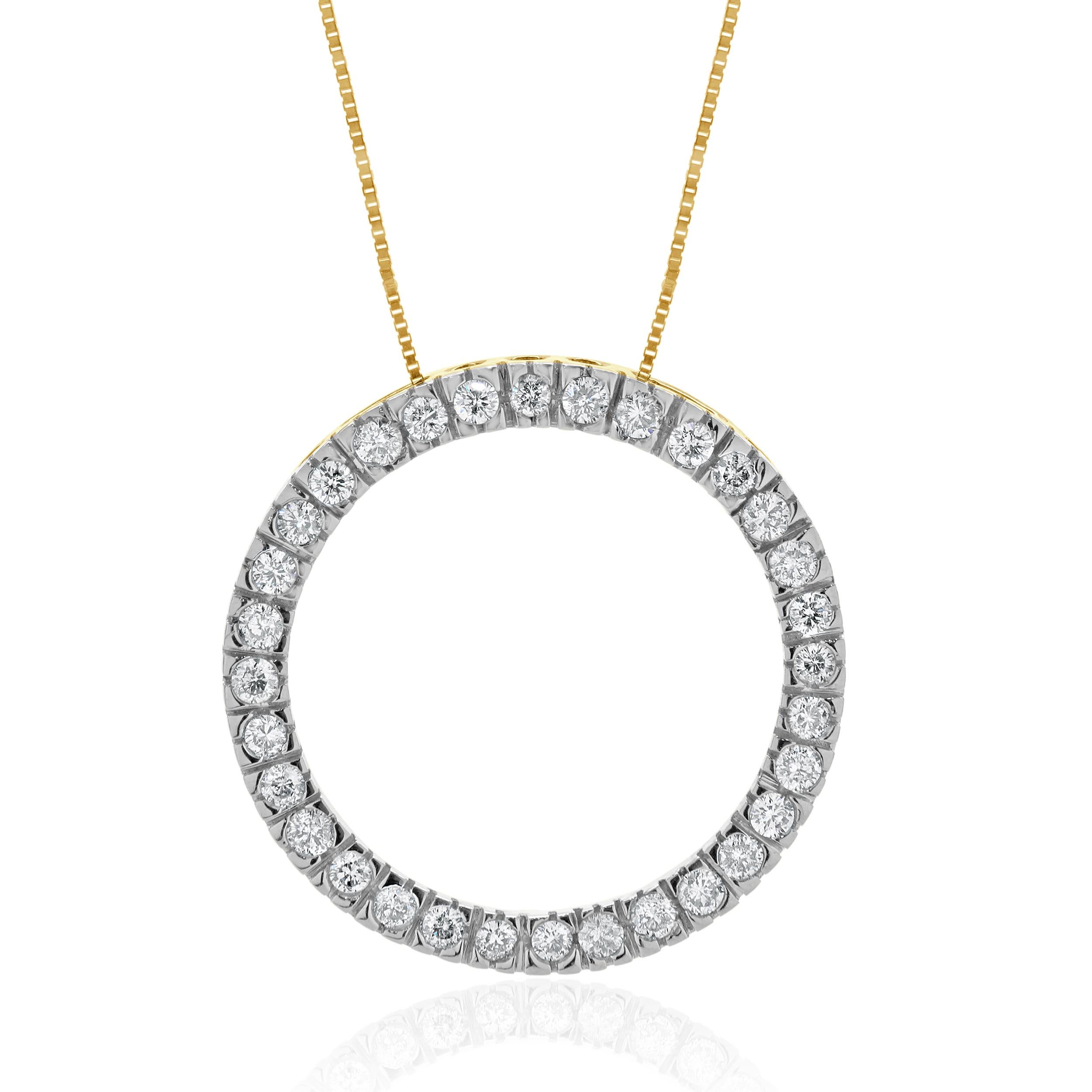 Concepteur : personnalisé
MATERIAL : Or jaune et blanc 10K
Diamants : 32 diamants ronds de taille brillant = 0,64cttw
Couleur : H / I
Clarté : SI1-2
Dimensions : le collier mesure 18.25 pouces de long.
Poids : 4.29 grammes