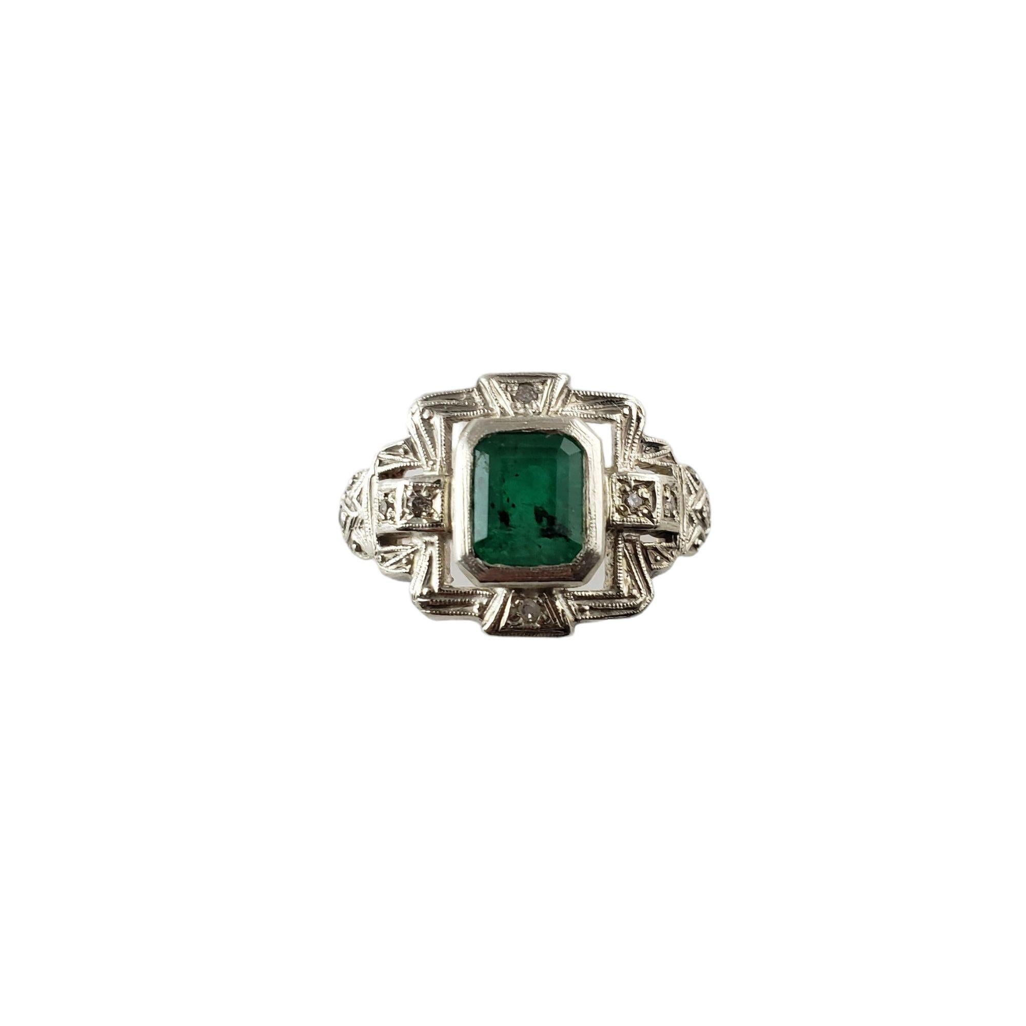 10 Karat Yellow/White Gold Emerald and Diamond Ring #14008 For Sale 1