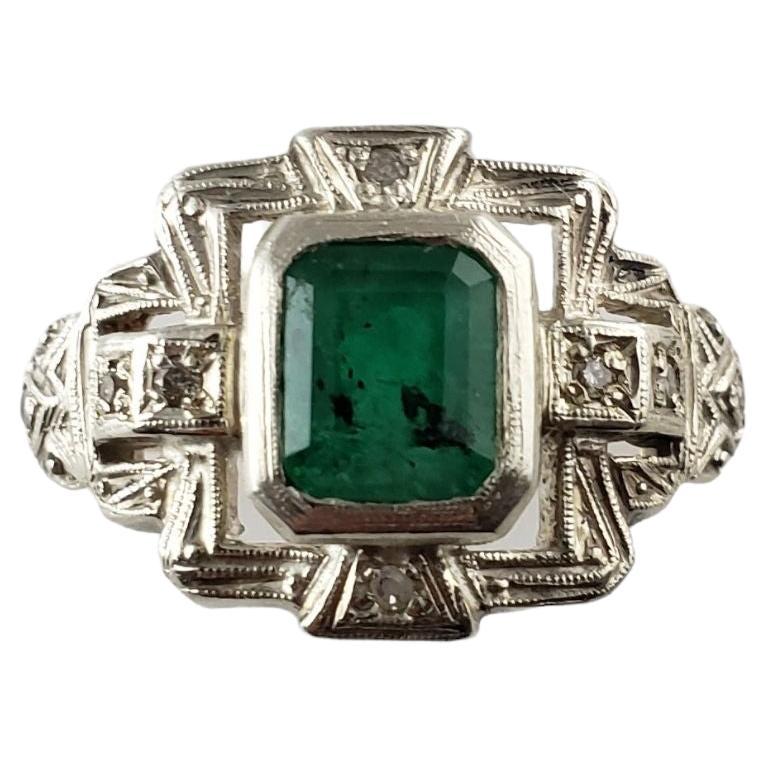 10 Karat Yellow/White Gold Emerald and Diamond Ring #14008 For Sale