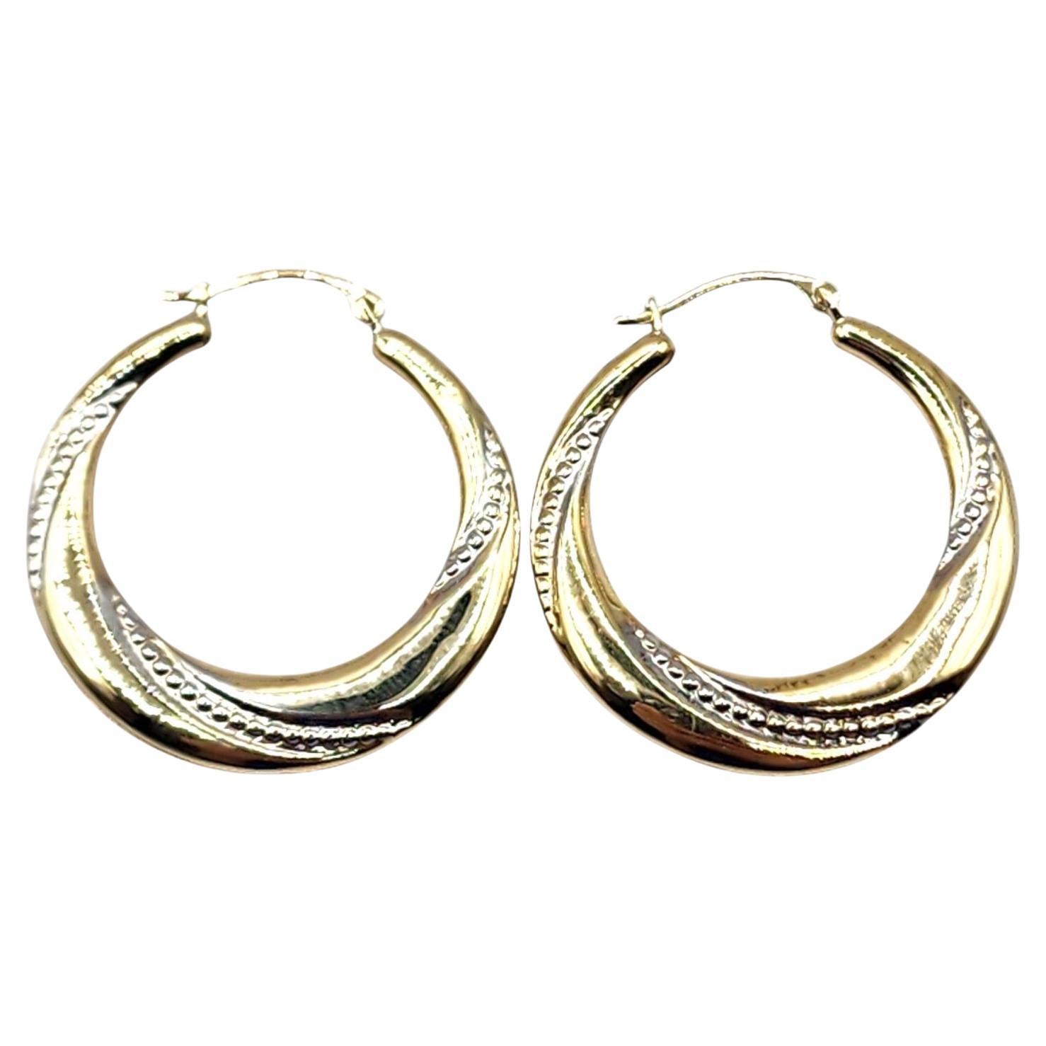 10 Karat Yellow & White Gold Hoop Earrings #20445