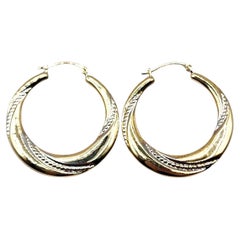 10 Karat Yellow & White Gold Hoop Earrings #20445
