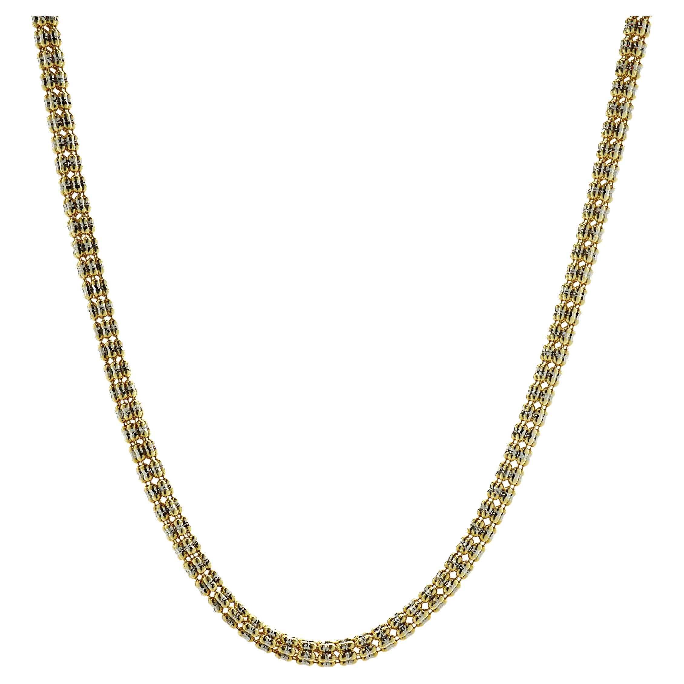 Collier à maillons glacés en or jaune et blanc 10 carats en vente