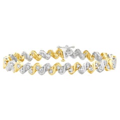 10 Karat Gelb- und Weißgold A Link Diamant Inline-Tennisarmband