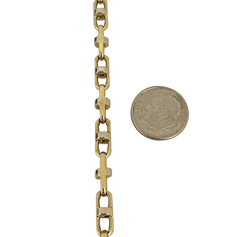 10 Karat Yellow and White Gold Solid Anchor Mariner Link Chain Necklace For Sale at 1stDibs