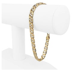 10 Karat Yellow & White Gold Solid Fancy Mariner Gucci Link Bracelet 