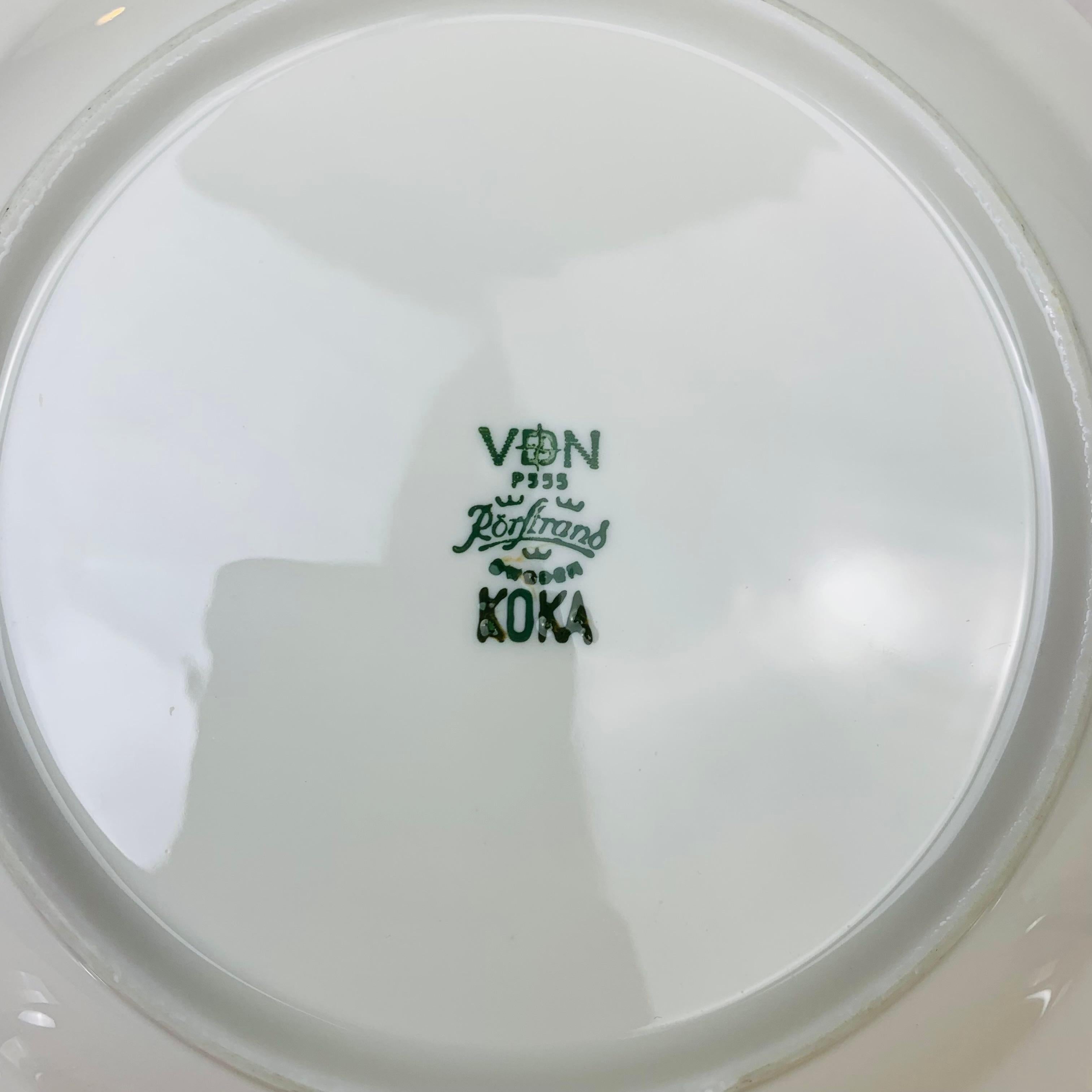 Ceramic 10 Koka dessert plates by Hertha Bengtson for Rörstrand Sweden For Sale