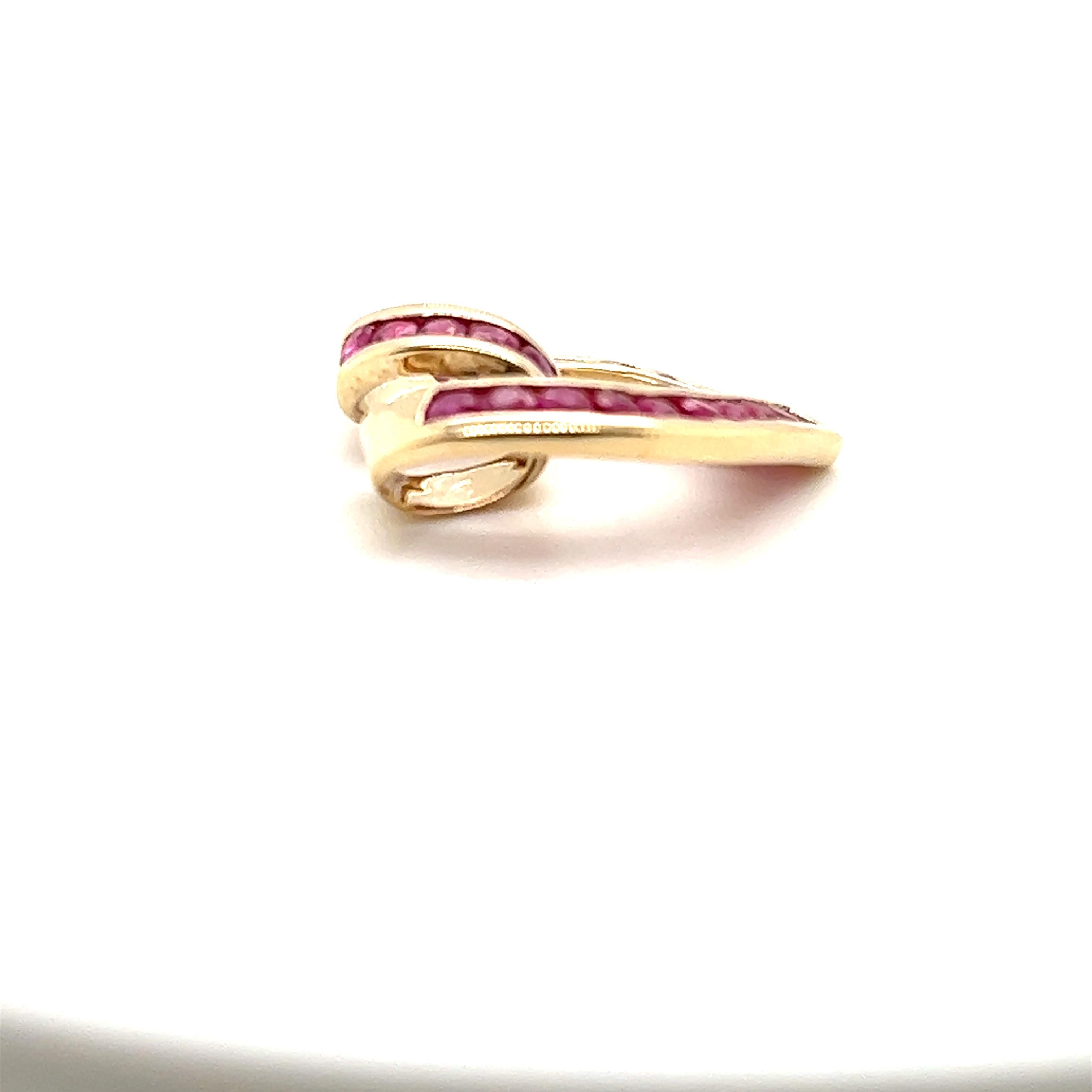 Round Cut 10 Kt Yellow Gold Channel Set Ruby Heart Slide Pendant