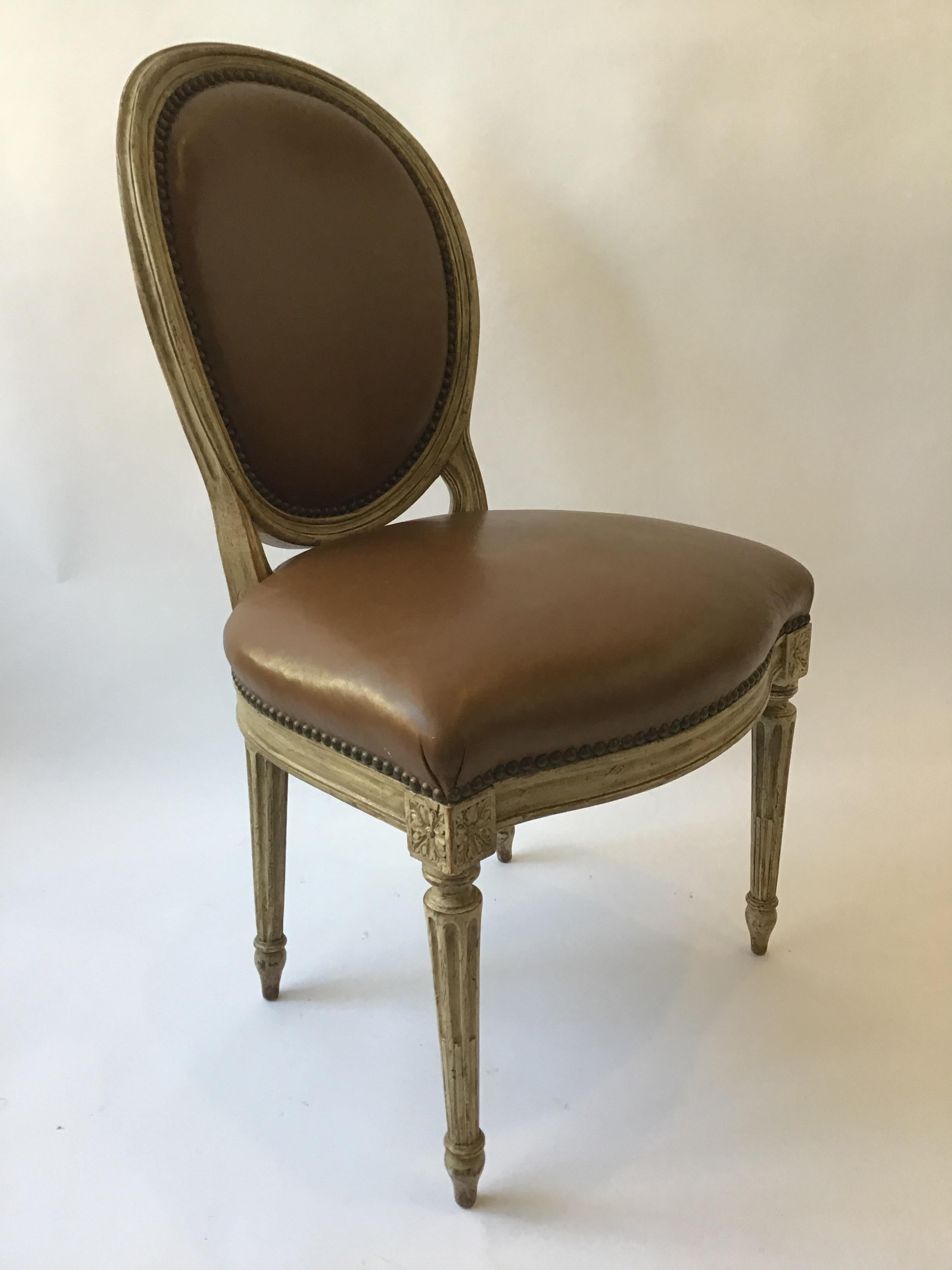 10 Leather Louis XVI 1950s Dining Chairs 1