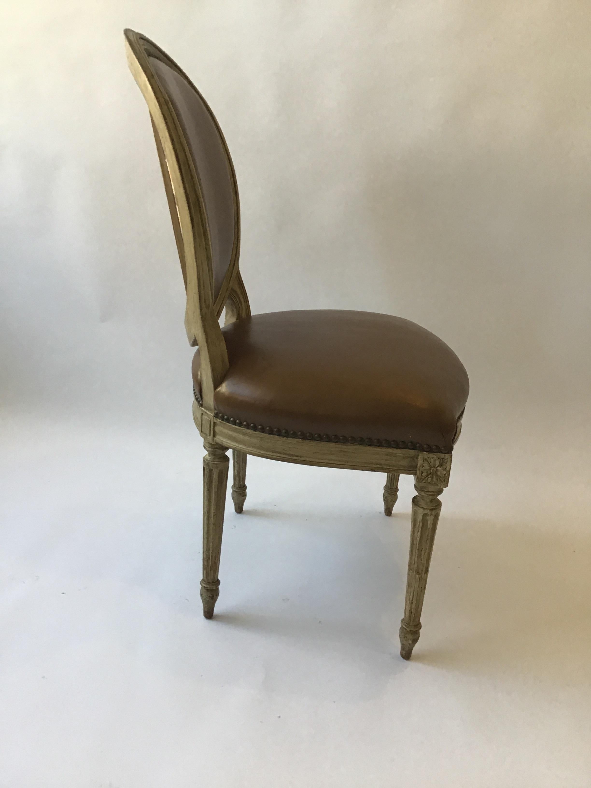 10 Leather Louis XVI 1950s Dining Chairs 2