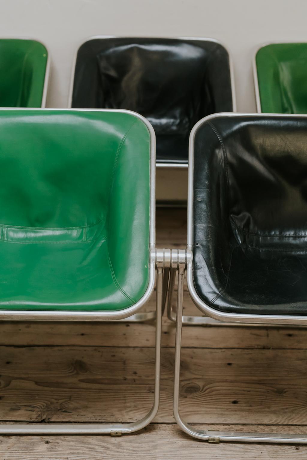 10 Leather Plona Folding Chairs, Giancarlo Piretti for Castelli 7