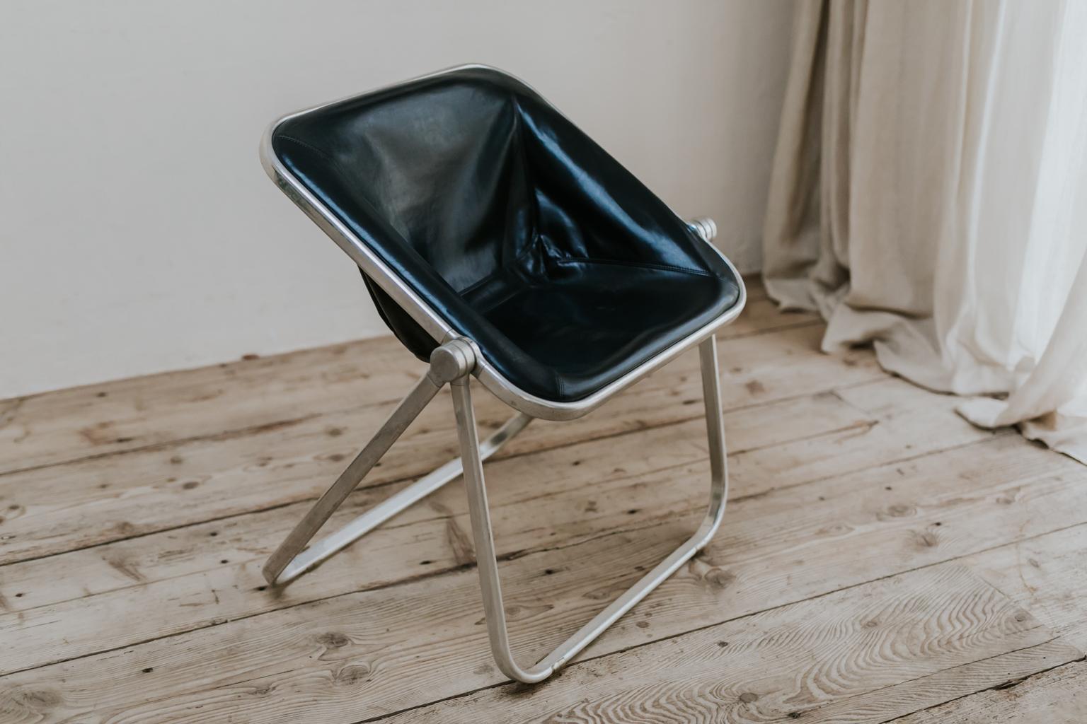 10 Leather Plona Folding Chairs, Giancarlo Piretti for Castelli 10
