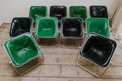 10 Leather Plona Folding Chairs, Giancarlo Piretti for Castelli