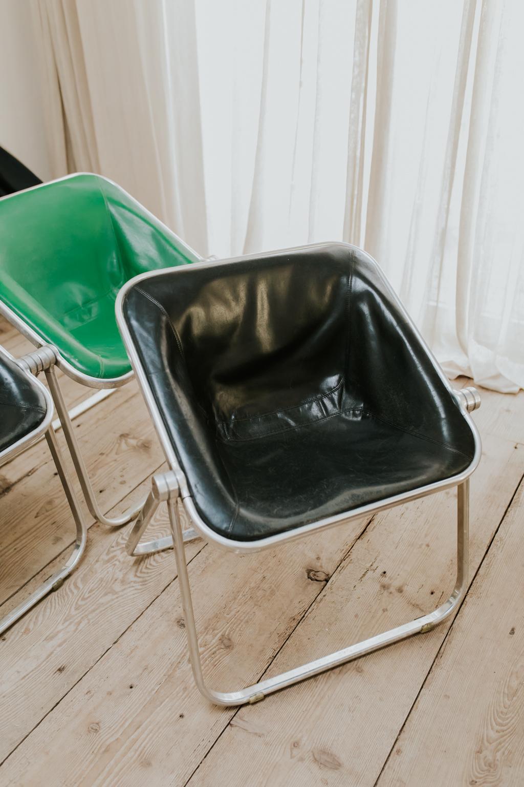 10 Leather Plona Folding Chairs, Giancarlo Piretti for Castelli 3
