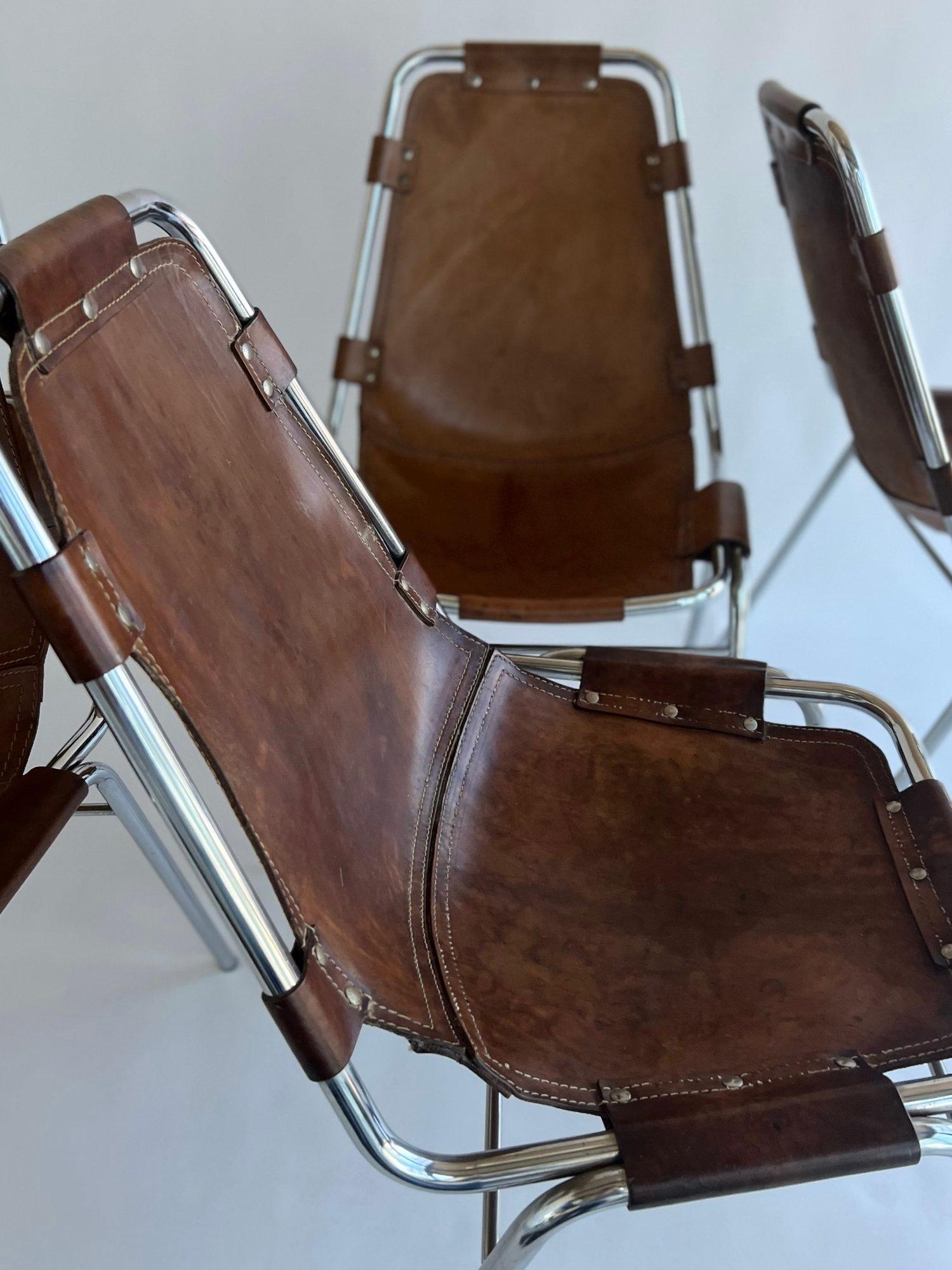 10 Les Arcs Chairs Selected by Charlotte Perriand for les Arcs France 1960s In Fair Condition For Sale In Venice, CA