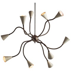 10-Light Adjustable Chandelier, circa 1960