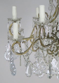 10-Light French Louis XV Style Crystal Beaded Chandelier, circa 1930s
