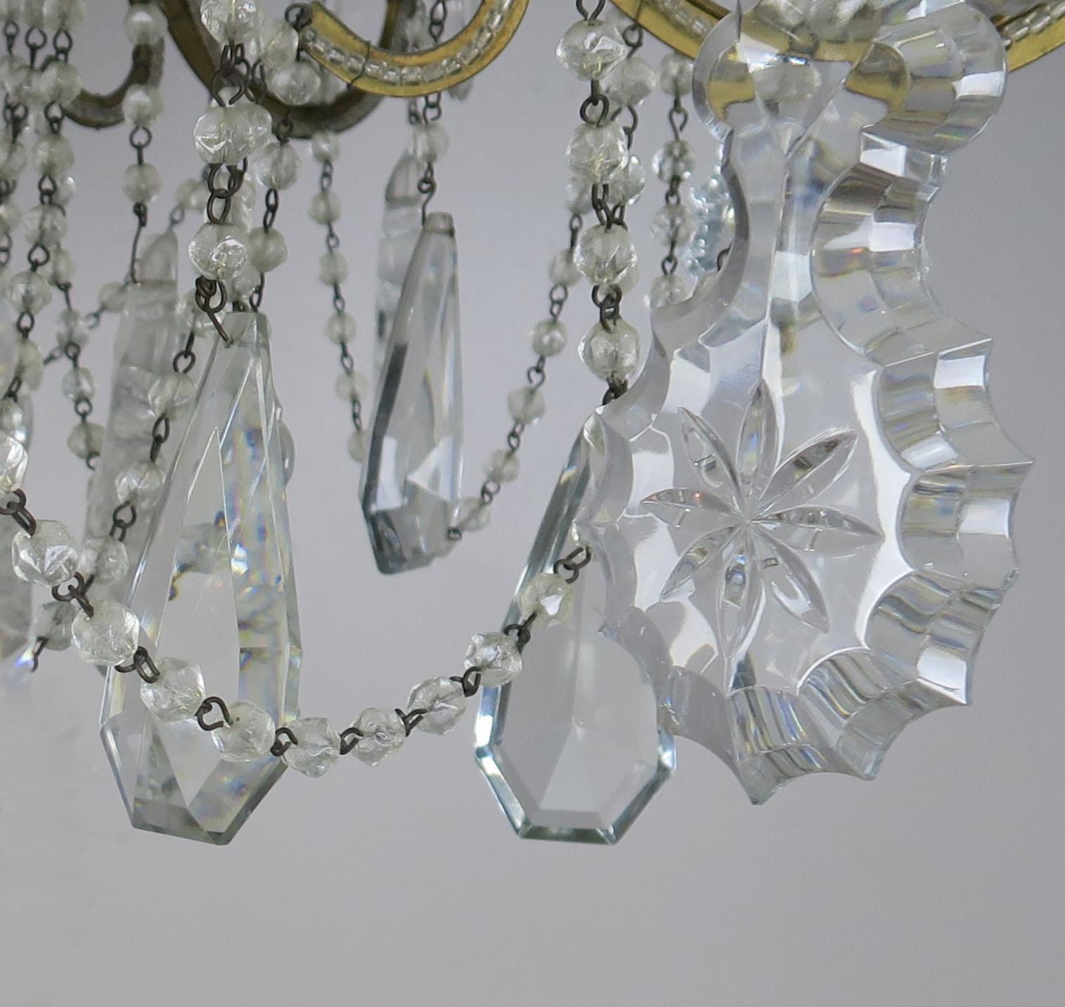 10-Light French Louis XV Style Crystal Beaded Chandelier, circa 1930s For Sale 1