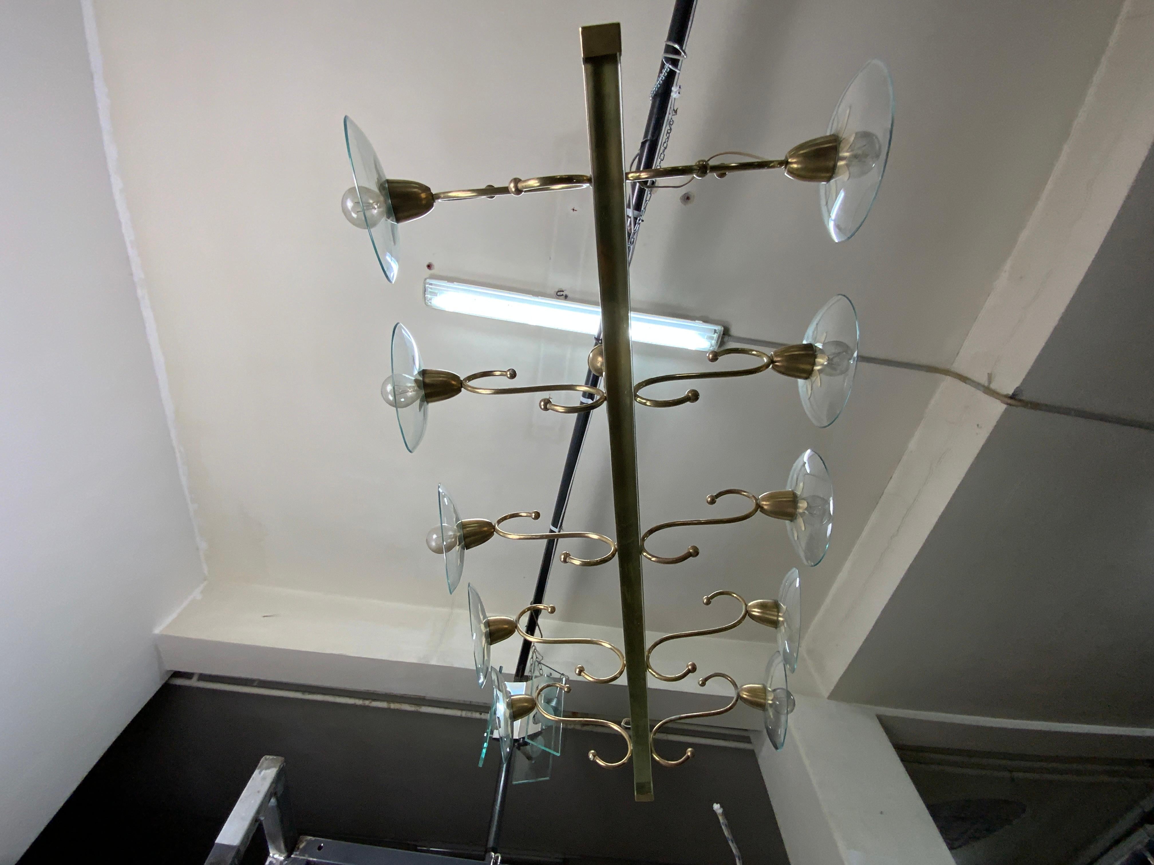 10 Lights Chandelier, 1940s Designed by Pietro Chiesa for Fontana Arte 6