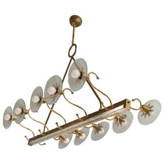 10 Lights Pietro Chiesa Chandelier for Fontana Arte Attribution