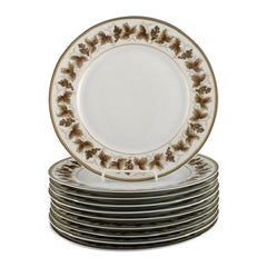 10 Limoges Porcelain Dinner Plates with Hand-Painted Grapevines