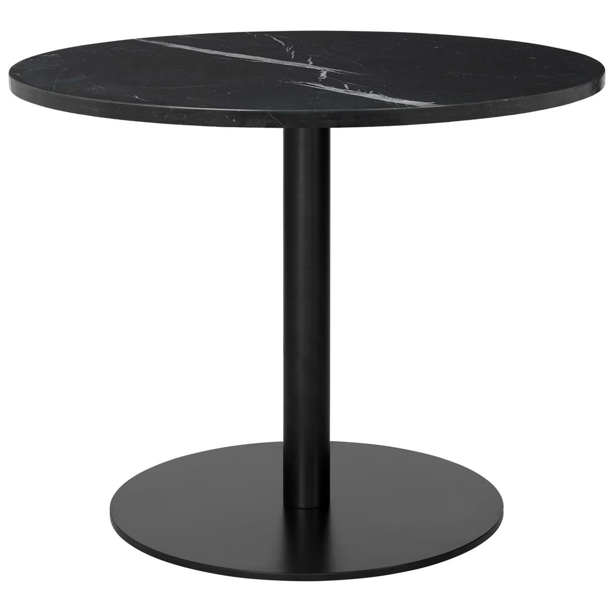 Table de salon 1,0, ronde, base ronde noire, grande, en verre