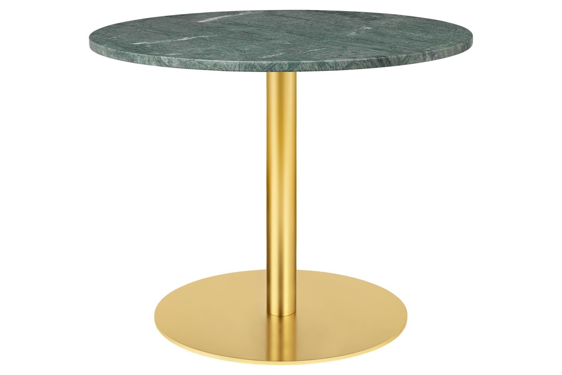 Scandinavian Modern 1.0 Lounge Table, Round, Round Brass Base, Large, Glass For Sale