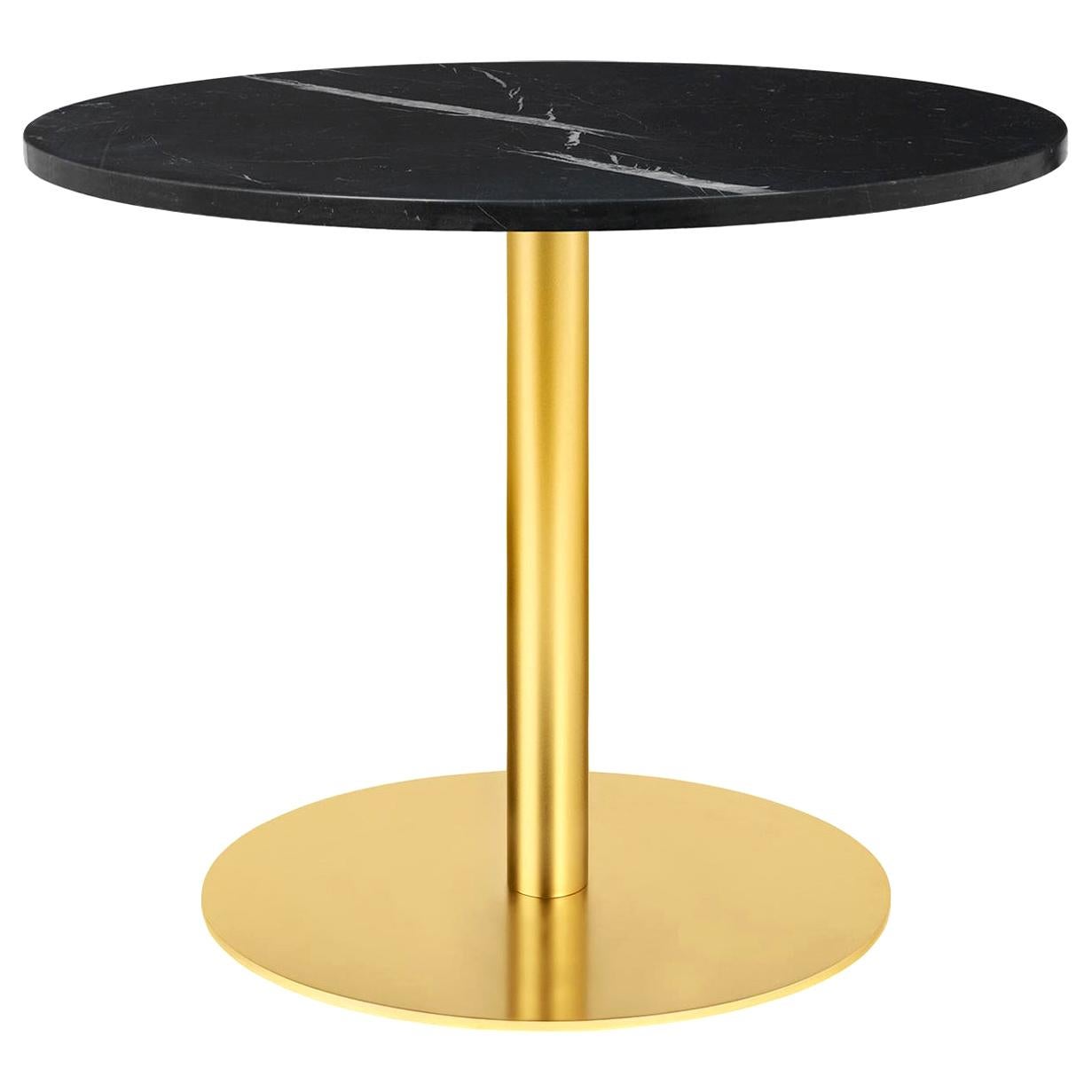 Grande table de salon ronde 1,0, base ronde en laiton, en marbre