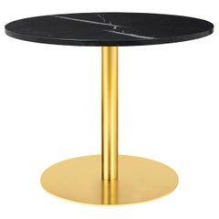 Grande table de salon ronde 1,0, base ronde en laiton, en marbre