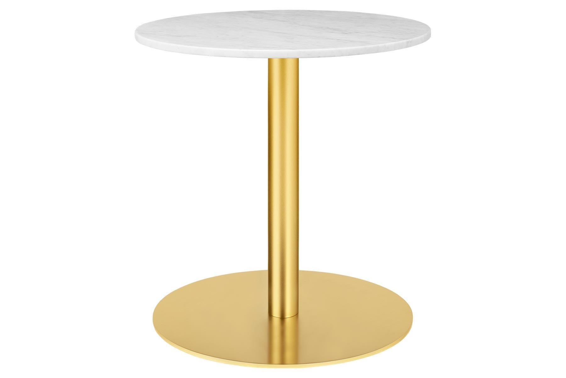 Danish 1.0 Lounge Table, Round, Round Brass Base, Medium, Glass For Sale