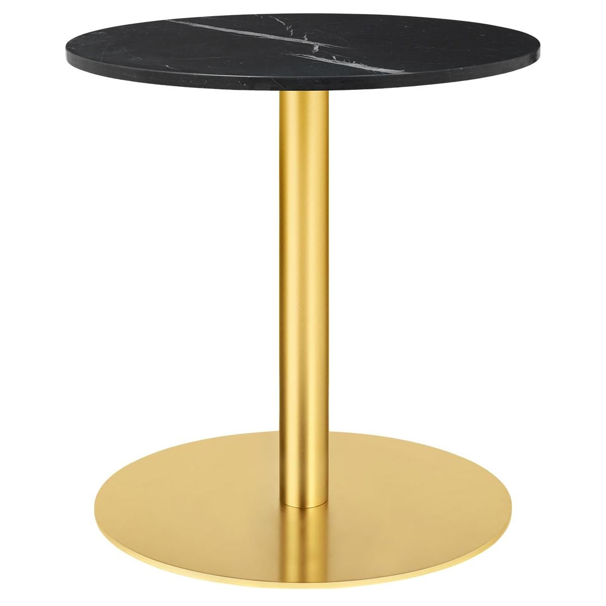 1.0 Lounge Table, Round, Round Brass Base, Medium, Glass For Sale