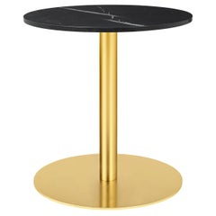 1.0 Lounge Table, Round, Round Brass Base, Medium, Glass