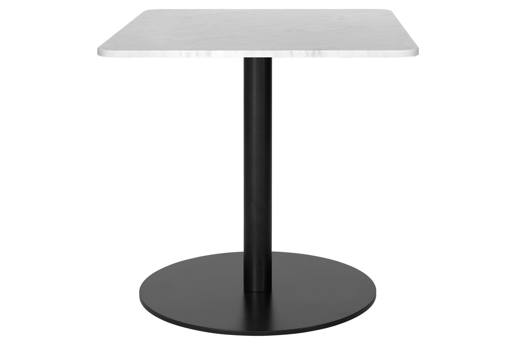 Danois Table de salon 1,0, carrée, base ronde noire, grande, marbre en vente