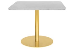 1.0 Lounge Table, Square, Round Brass Base, Medium, Marble