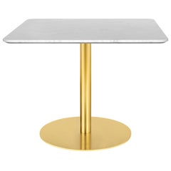1.0 Lounge Table, Square, Round Brass Base, Medium, Marble