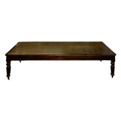 10' mahogany "Board" table w/embossed leather inset