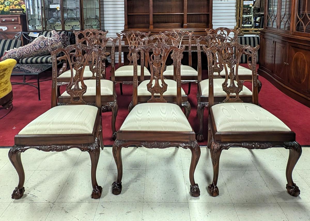 Mahogany 10 Maitland Smith “Philadelphia” Chippendale Style Dining Chairs For Sale