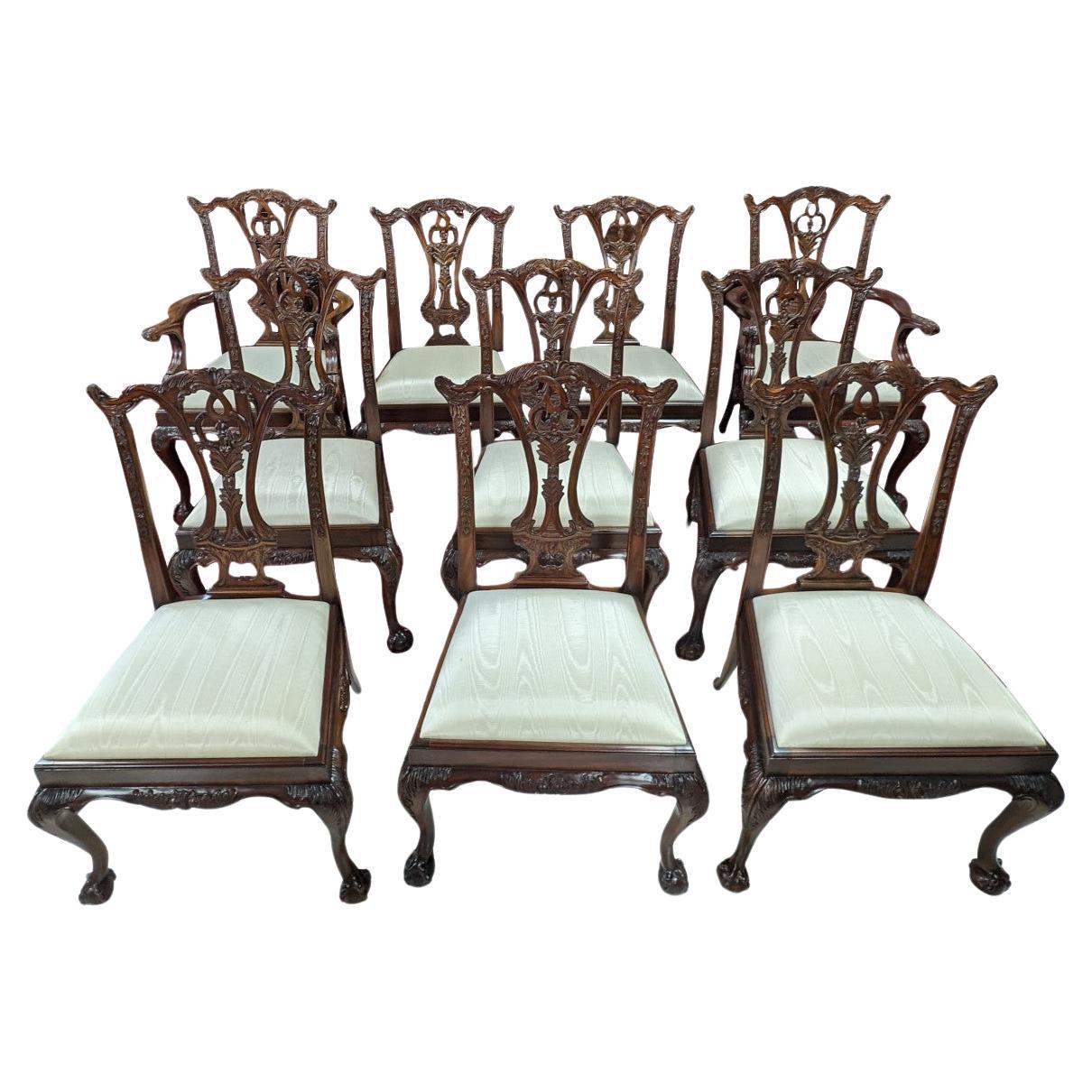 10 Maitland Smith “Philadelphia” Chippendale Style Dining Chairs For Sale