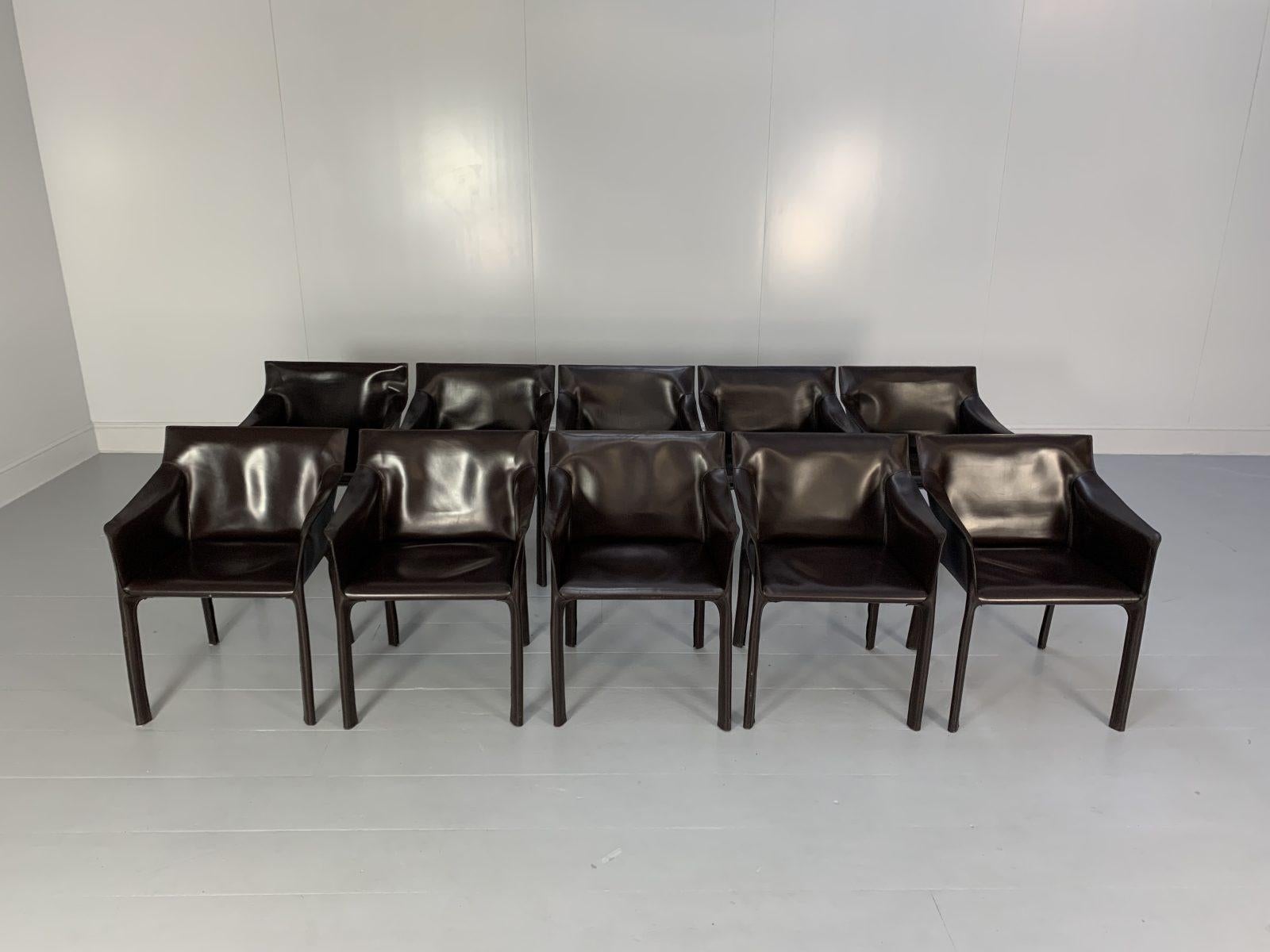 10 Matteo Grassi “Coco” Dining Chairs – in Brown Saddle Leather For Sale 1