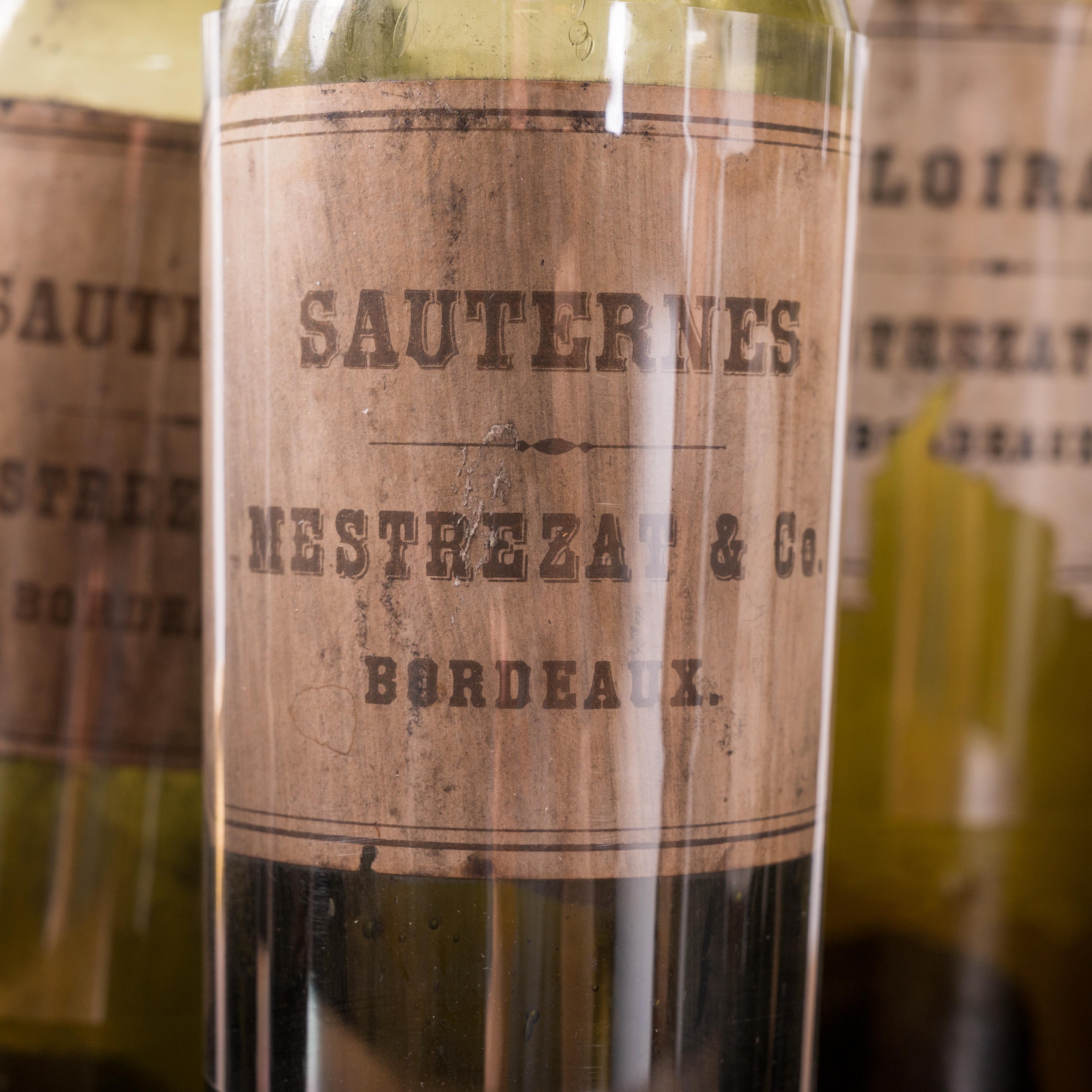 10 Mestrezat & Co. Botellas de Floirac y Sauternes de Burdeos, c.1870 Vidrio en venta