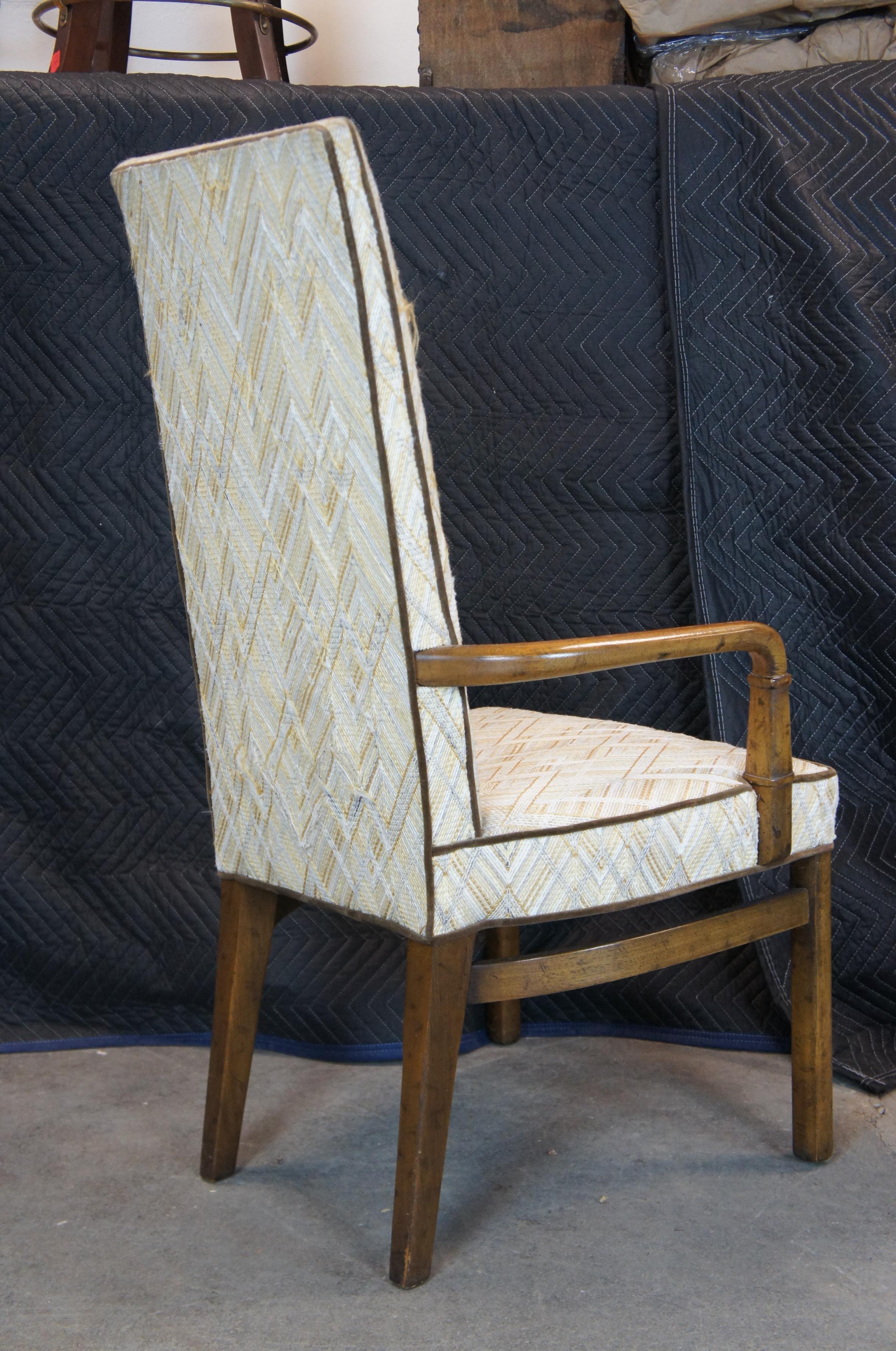 Upholstery 10 Mid Century Drexel Heritage Campaign Style High Back Walnut Dining Chairs MCM