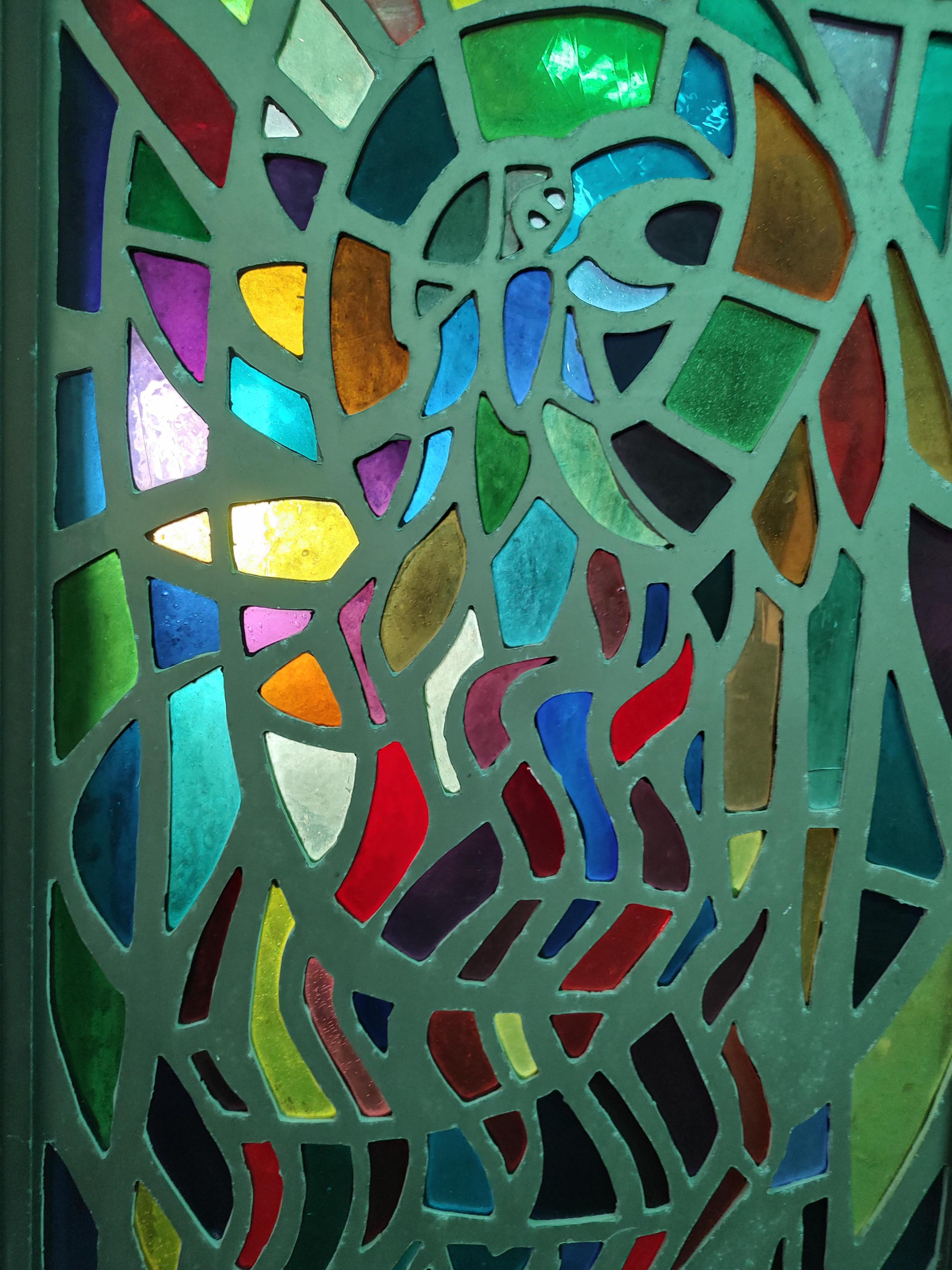10 Mid Century Modern Architectural Abstract Stained Glass Paneled Doors C1965 For Sale 6