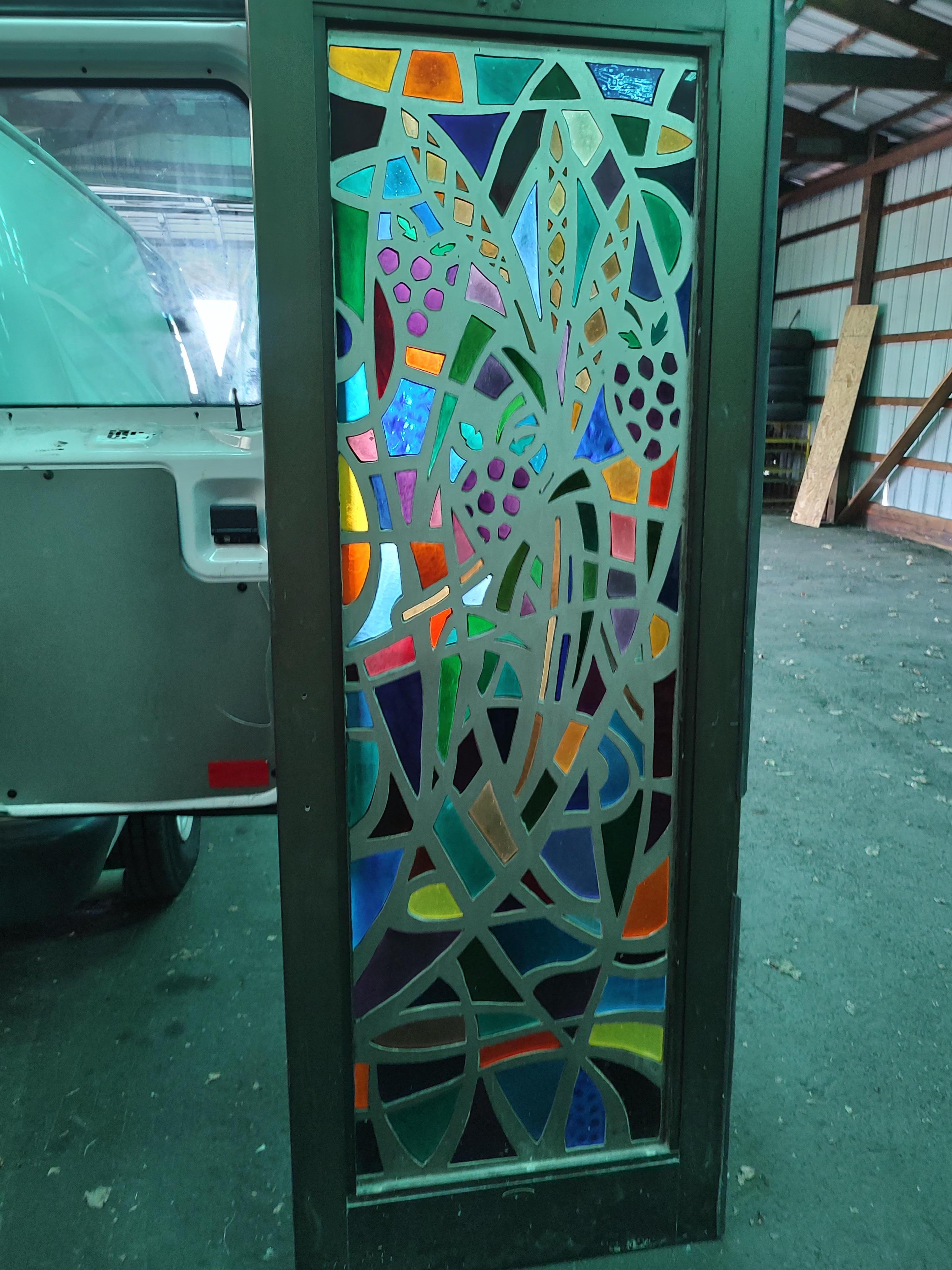 10 Mid Century Modern Architectural Abstract Stained Glass Paneled Doors C1965 For Sale at 1stDibs