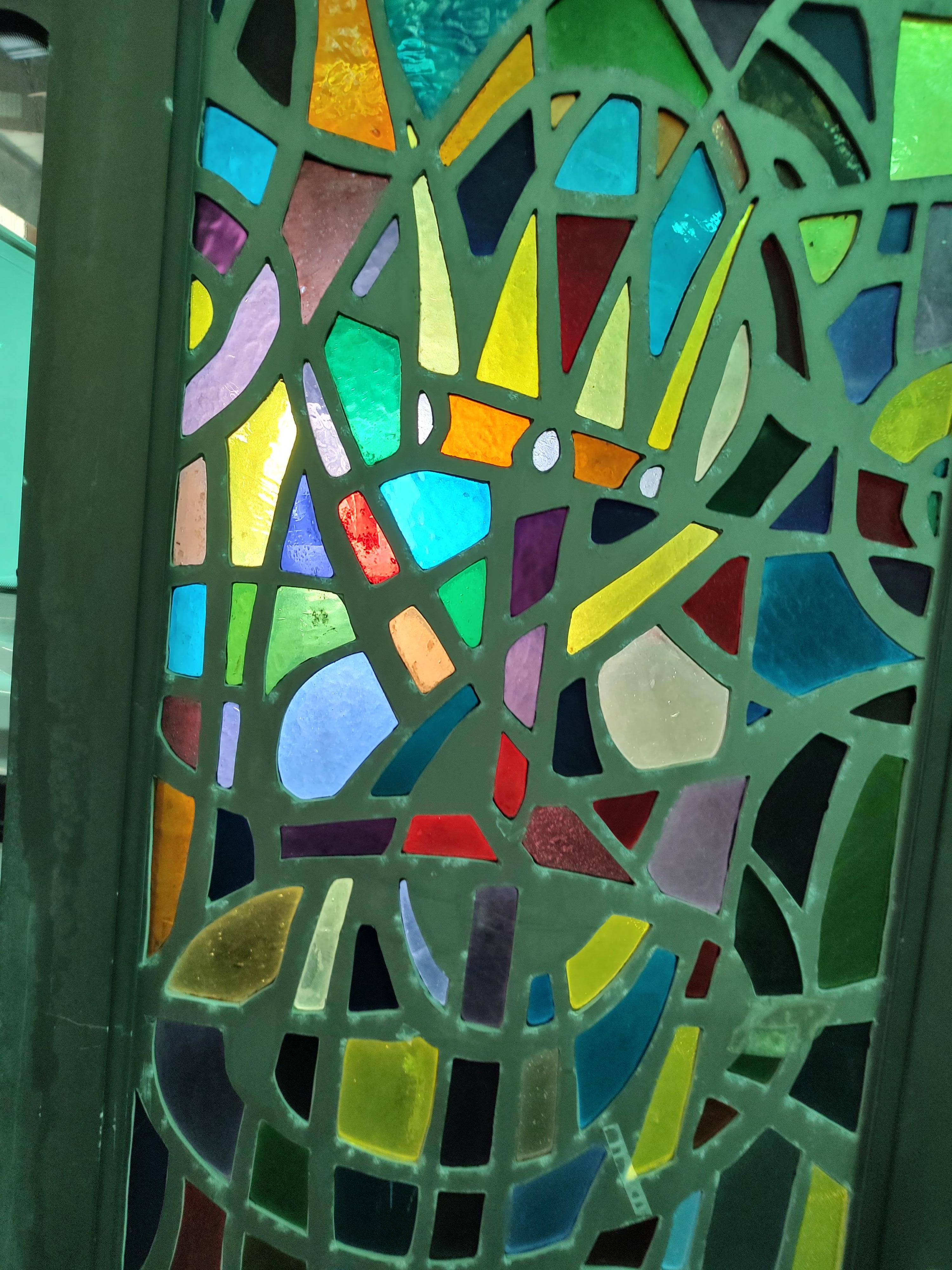 10 Mid Century Modern Architectural Abstract Stained Glass Paneled Doors C1965 For Sale 5